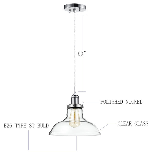 Glass Pendant Light  Polished Nickel Light