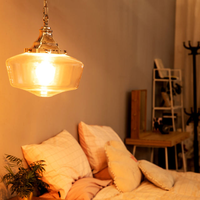 Glass Pendant Light  Polished Nickel