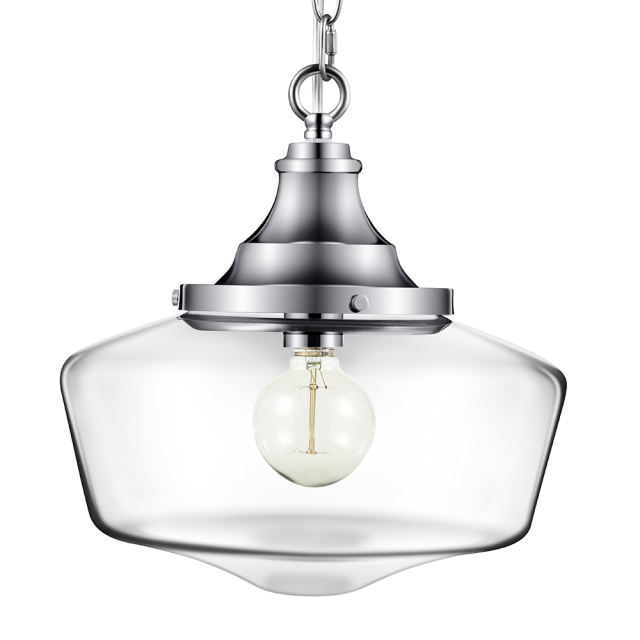 Glass Pendant Light  Polished Nickel