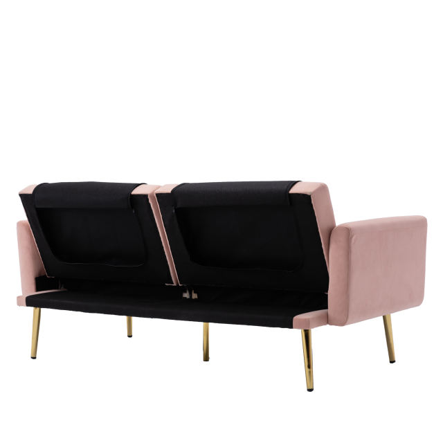 Velvet Futon Sofa Bed - Pink