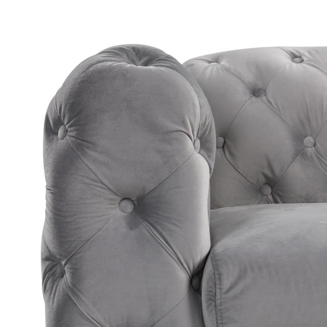 Contemporary Sofa sets with Deep Button Tufting Dutch Velvet - Silver Grey