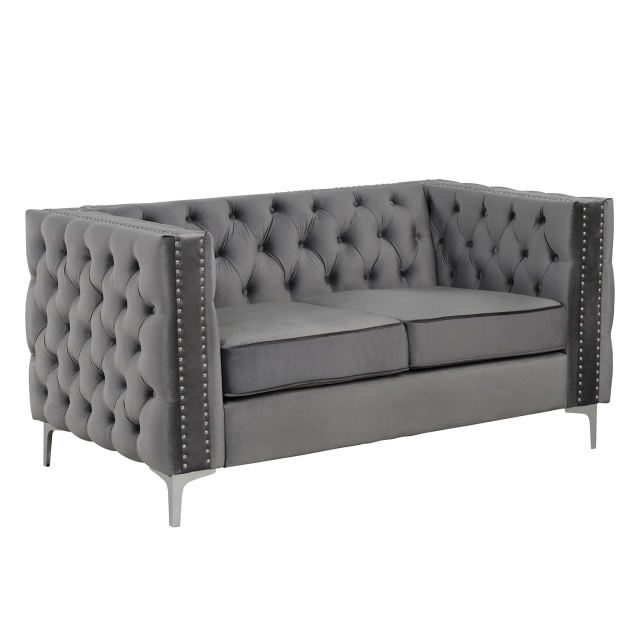 Couches for Living Room 3 Pieces Velvet  - Grey