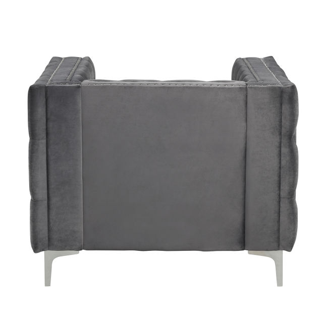 Couches for Living Room 3 Pieces Velvet  - Grey