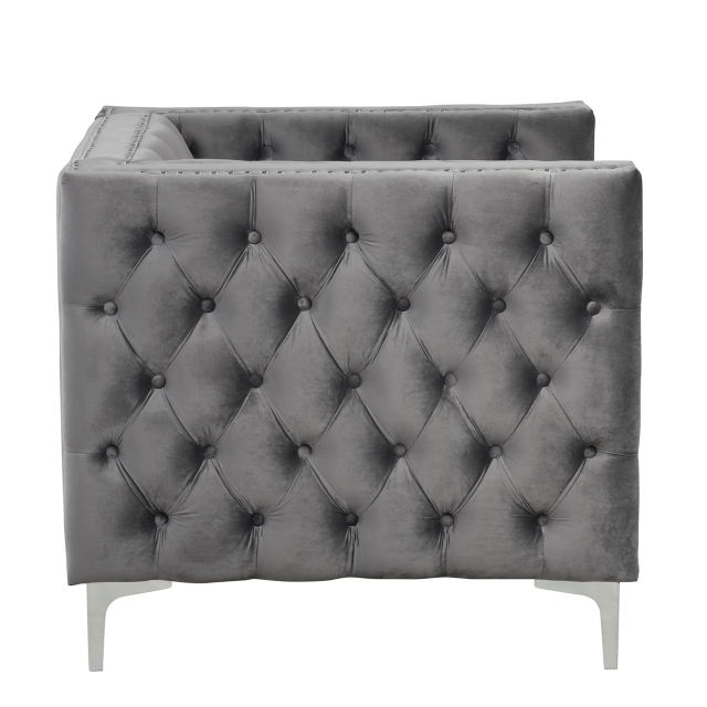 Couches for Living Room 3 Pieces Velvet  - Grey