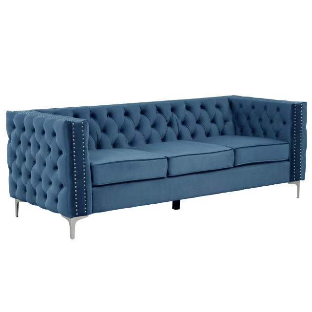 Couches for Living Room 3 Pieces Velvet - Blue