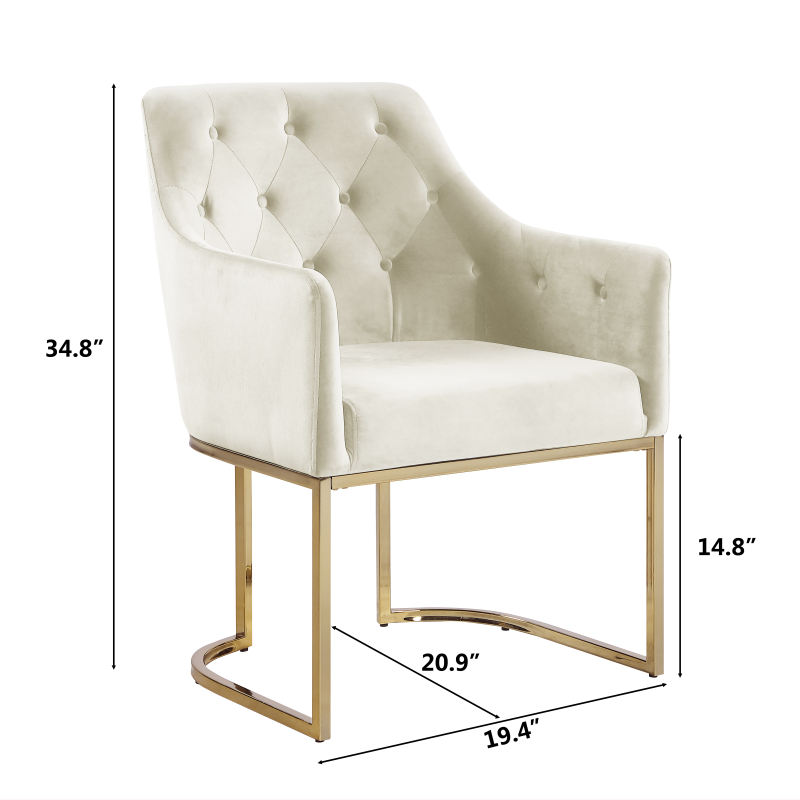 Glam Tufted Accent Chair with Openwork U-Shaped Base