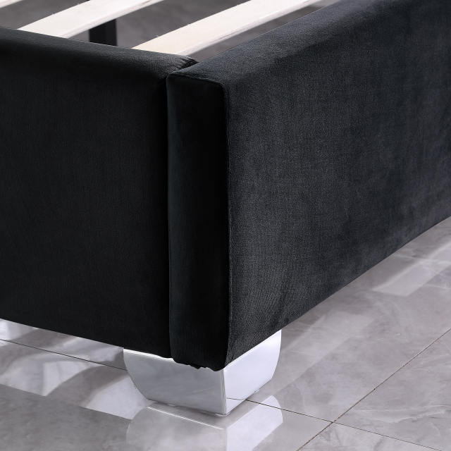Upholstered Platform Bed No Box Spring Required - Black