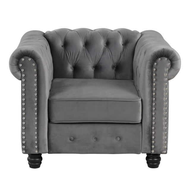 Chesterfield Furniture Sets 3 pieces - Velvet Grey