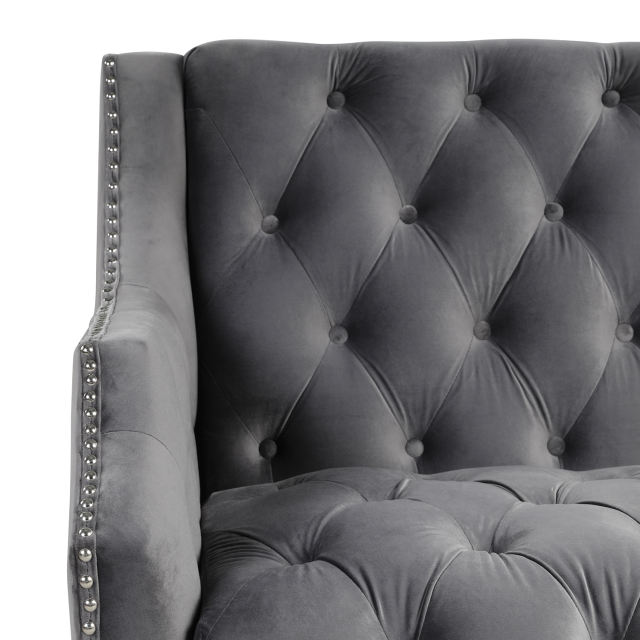 Living Room Couches Fabric Dutch Velvet  Loveseat-Gray