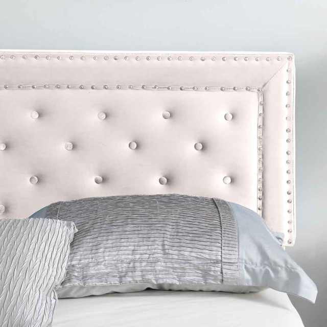 Bed Frame, Velvet Tufted Upholstered Modern Platform Bed with Headboard, Wooden Slats, No Box Spring Needed