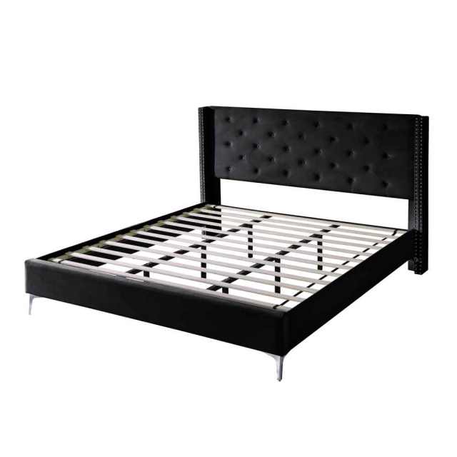 Bed Frame 15 Inch Wood Platform, Upholstered Platform Bed - Black