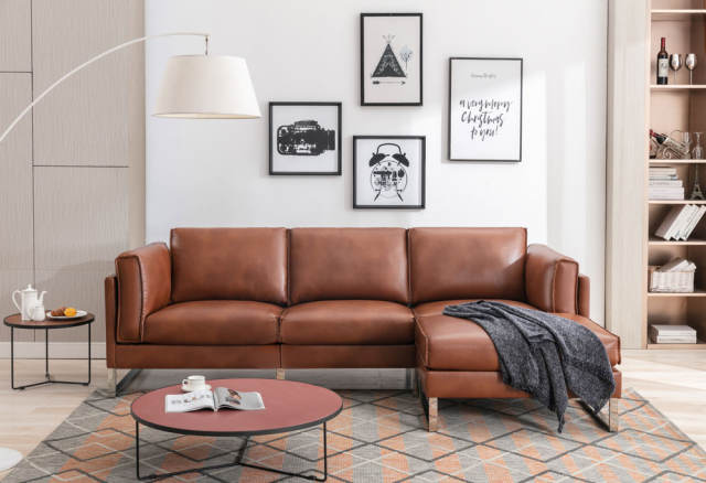 Leather Three Piece Sofa & Matching Footrest