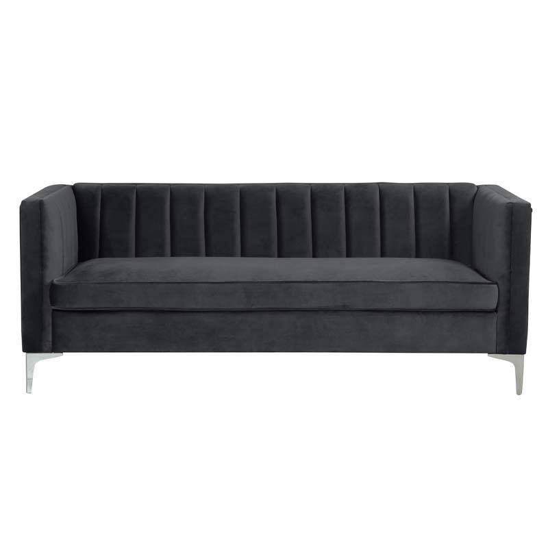 2 Pieces Modern Channel Tufted Velvet Loveseat and Sofa Set