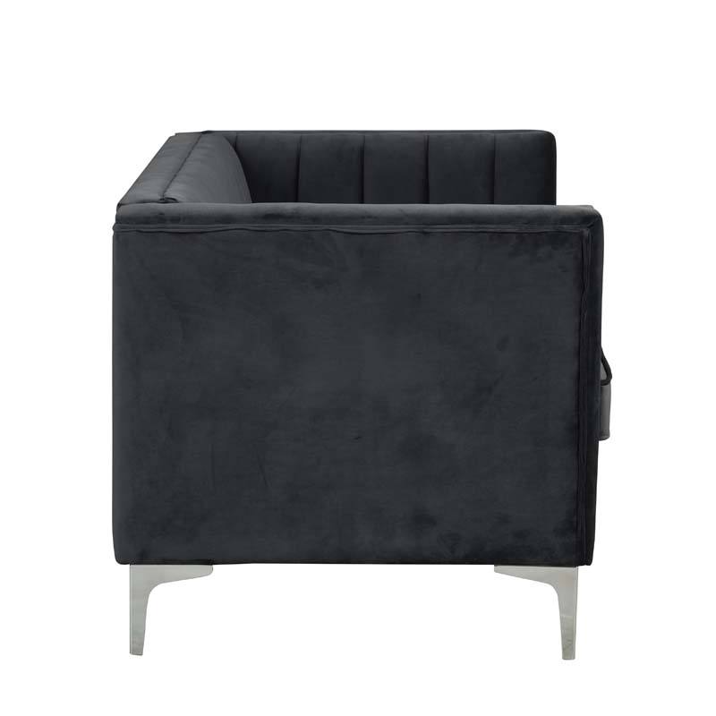 2 Pieces Modern Channel Tufted Velvet Loveseat and Sofa Set