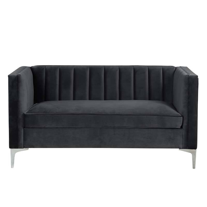 2 Pieces Modern Channel Tufted Velvet Loveseat and Sofa Set