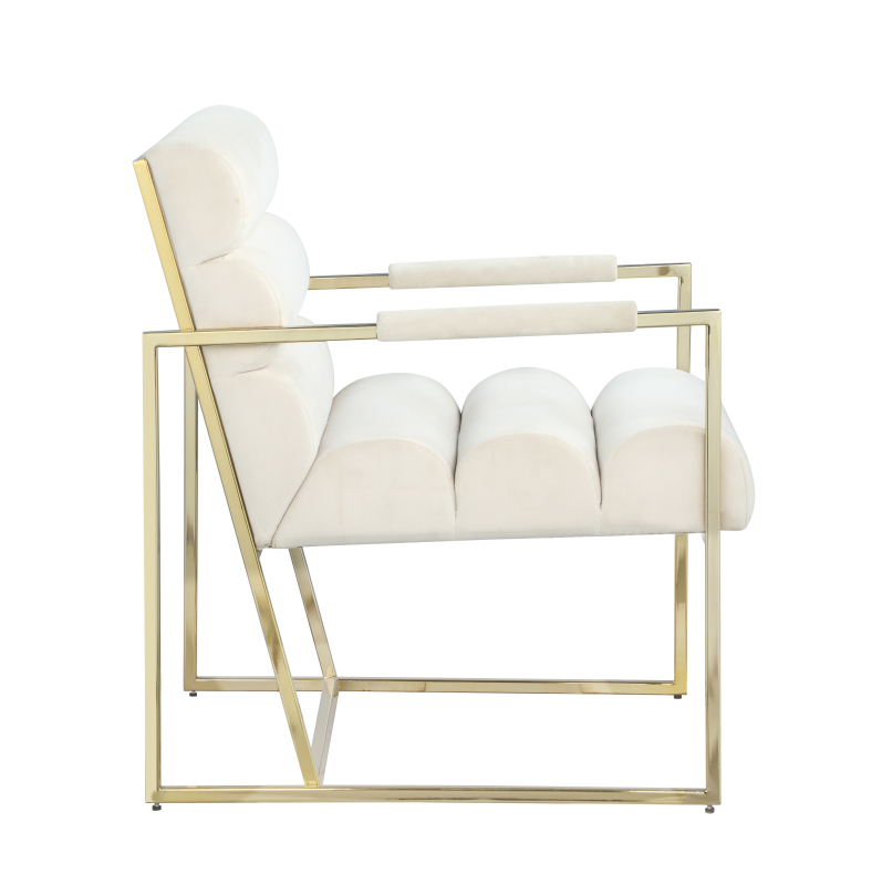 Italian Light Luxury Accent Chair, Contemporary Velvet Upholstered