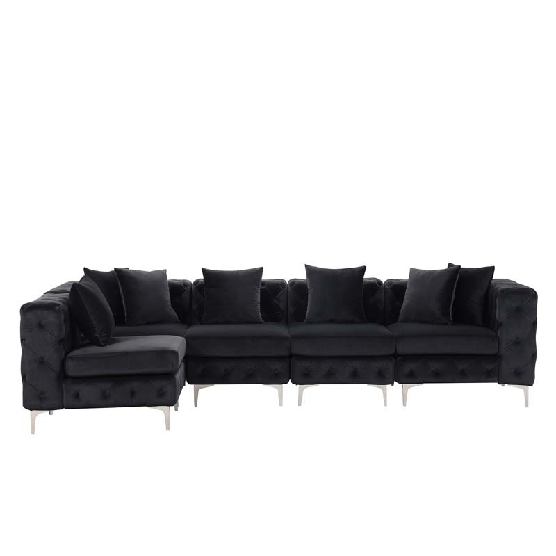Modular Sectional Sofa L Shape Sofa with Reversible Chaise-Black