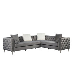 Living Room Collection Sectional Curve Sofa Set Velvet in Gray