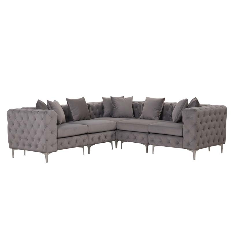 Modular Sectional Sofa L Shape Sofa with Reversible Chaise-Beige