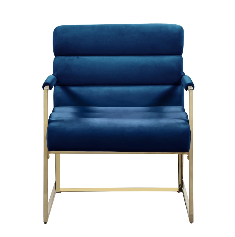 Italian Light Luxury Accent Chair, Contemporary Velvet Upholstered - Blue