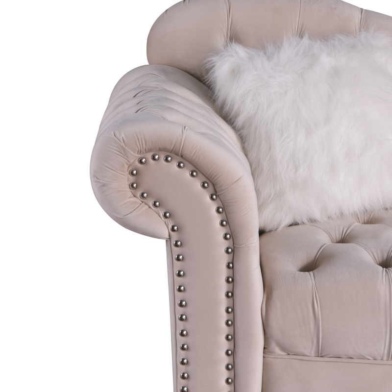 Luxury Classic America Chesterfield Tufted Camel Back - Beige