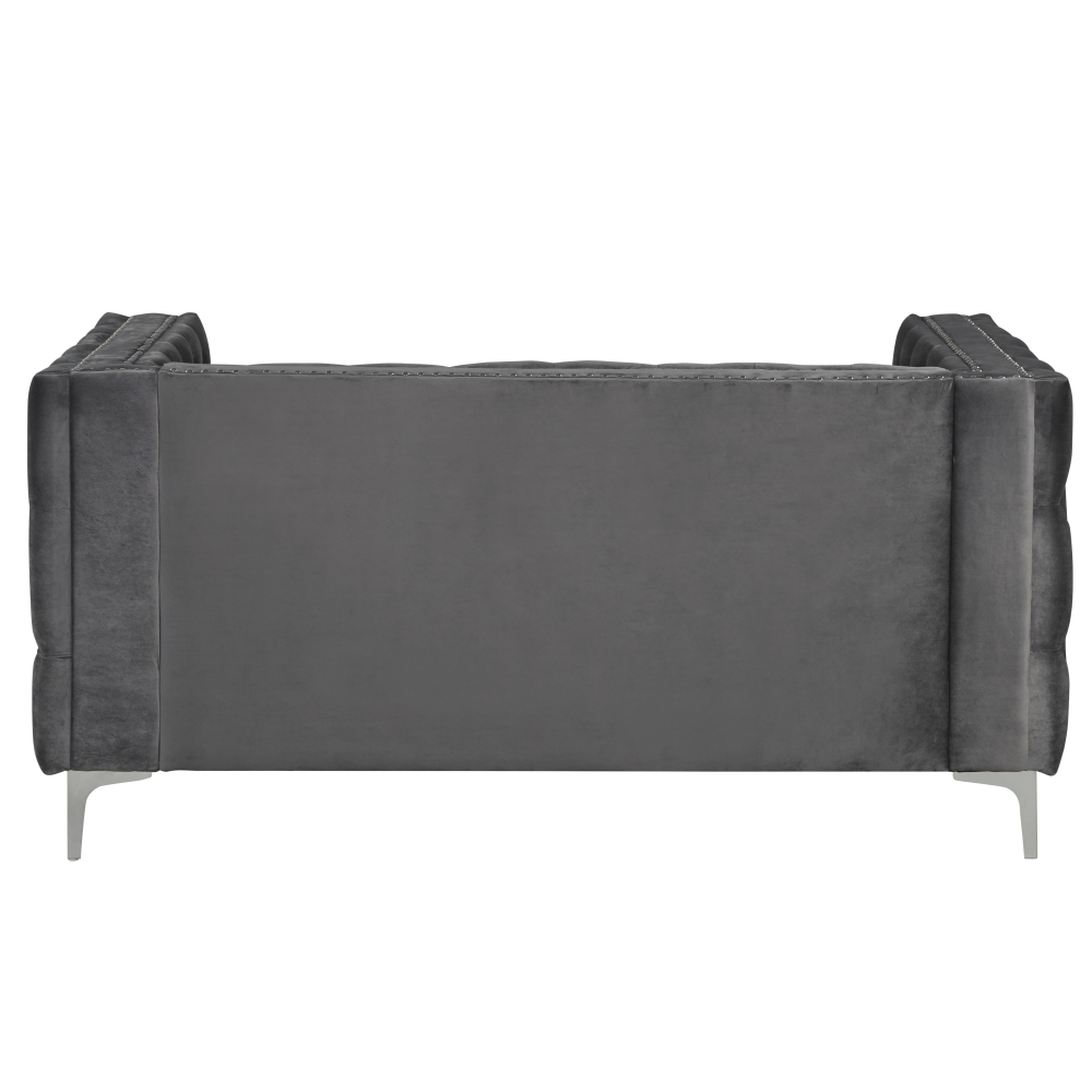Modern Sofa with Deep Dutch Velvet - Grey