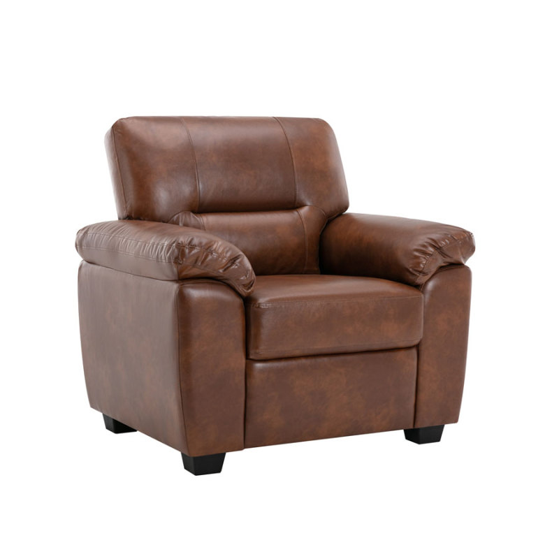 Garrin Series Brown PU Leather Sofa Chair with Pillows