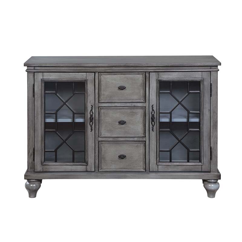 Sideboard & Buffets Cabinet with Iron Framed Glass Doors, 3 Drawers and Adjustable Shelves Accent Display Storage Distressed Console Cabinet for Entryway Living Room Bedroom Kitchen