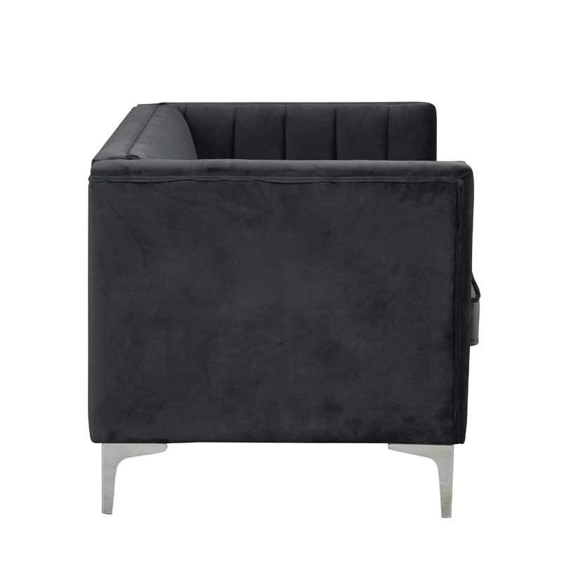 Modern Channel Tufted Velvet  Chair and Loveseat