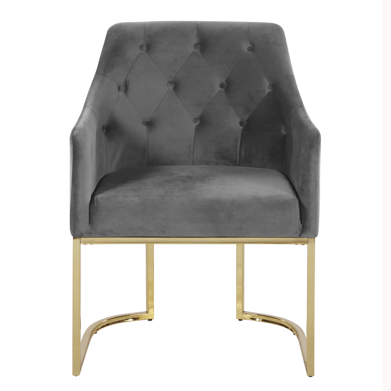 Glam Tufted Accent Chair with Openwork U-Shaped Base