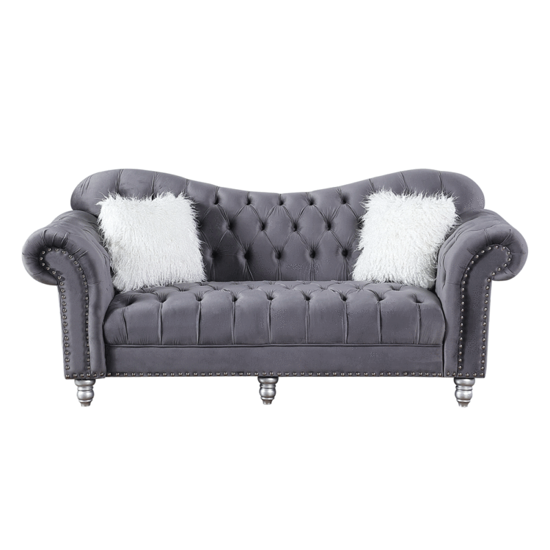 Luxury Classic America Chesterfield Tufted Camel Back in Gray