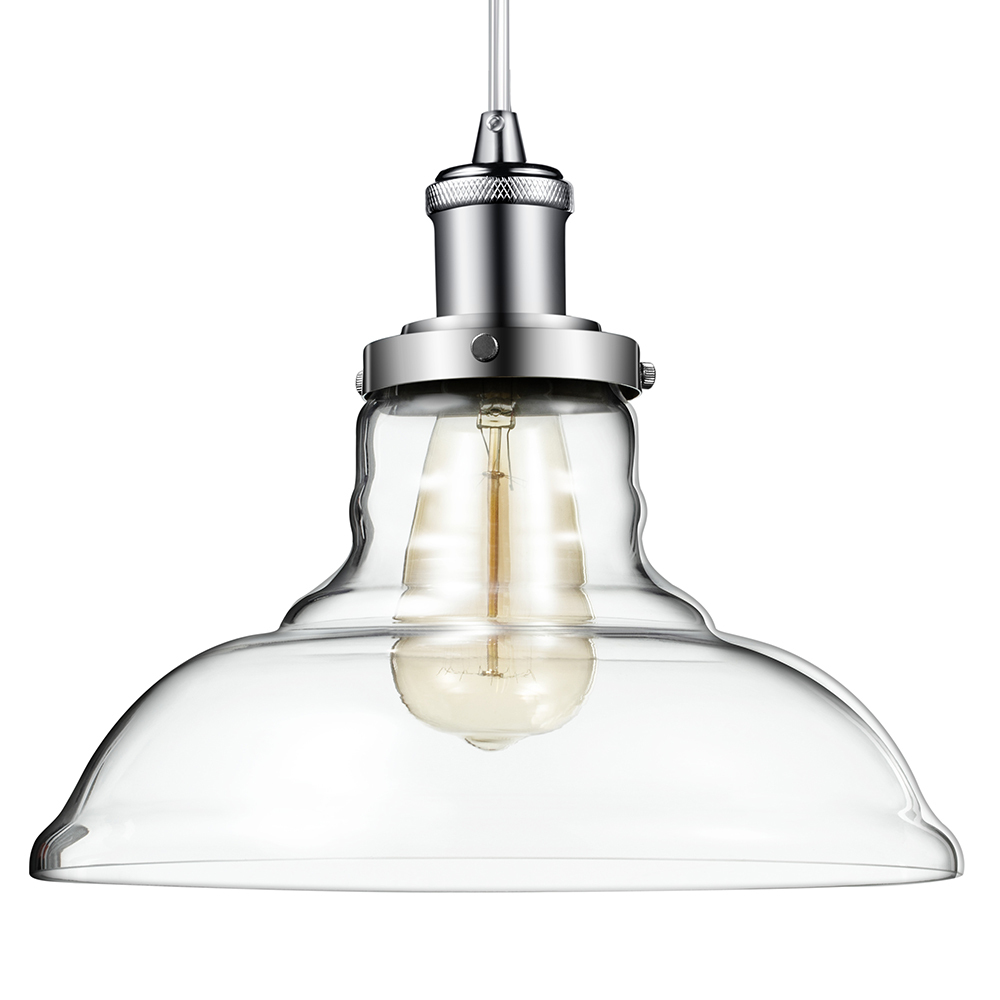 Glass Pendant Light  Polished Nickel Light
