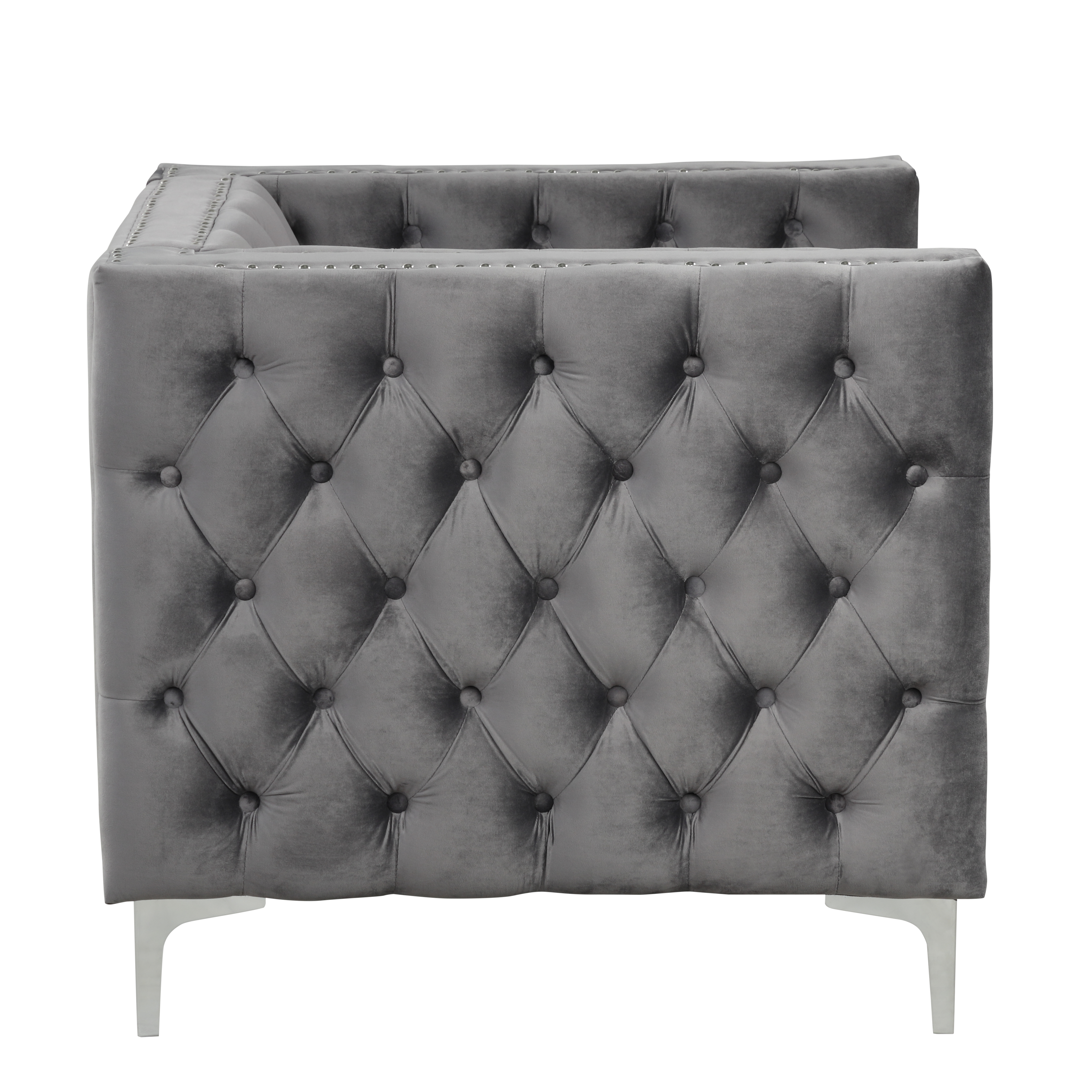 Accent Chair with Deep Dutch Velvet - Grey