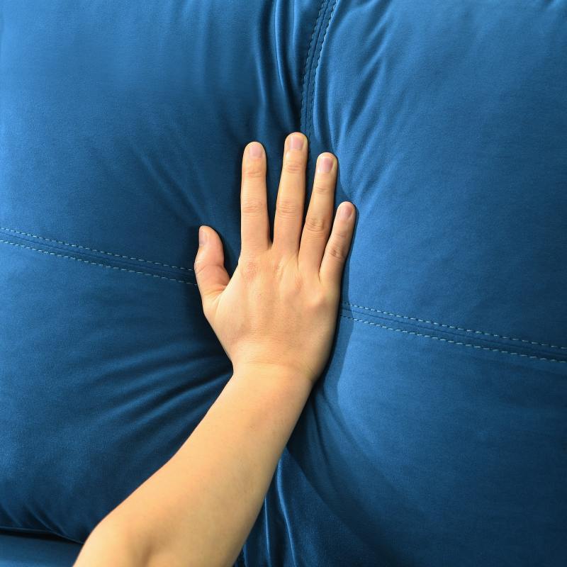 Velvet Reversible Sleeper Sectional Sofa with Storage in Blue