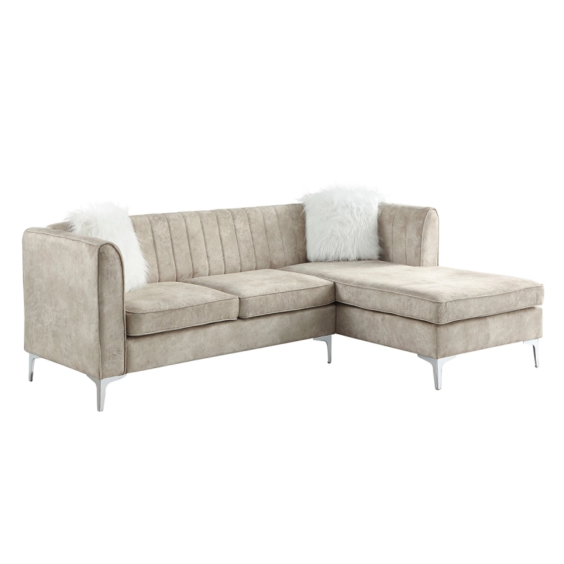 Morden Fort Velvet Sectional Sofa with Right Chaise, Pillow Included