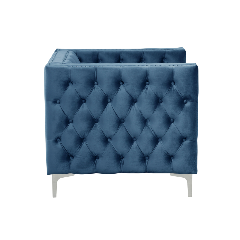 Modern Accent Chair with Deep Dutch Velvet - Blue