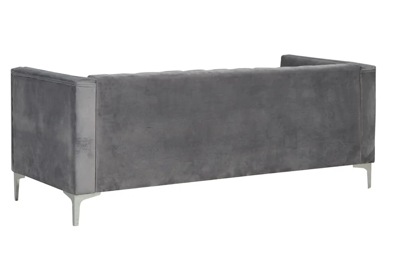 Modern Channel Tufted Velvet  Sofa 3 Seater