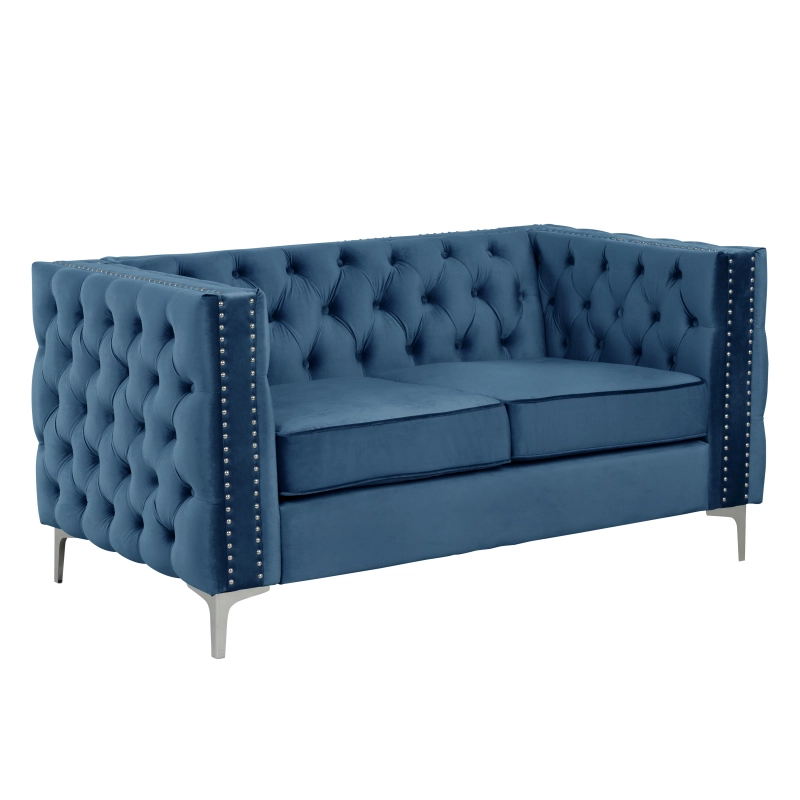 Couches for Living Room 2 Pieces Velvet - Blue