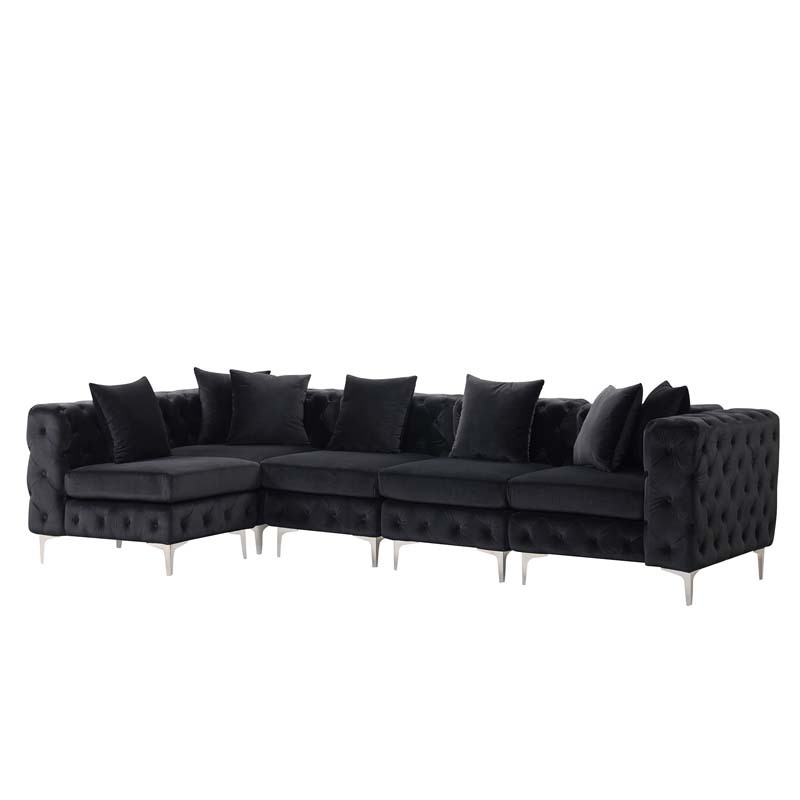Modular Sectional Sofa L Shape Sofa with Reversible Chaise-Black