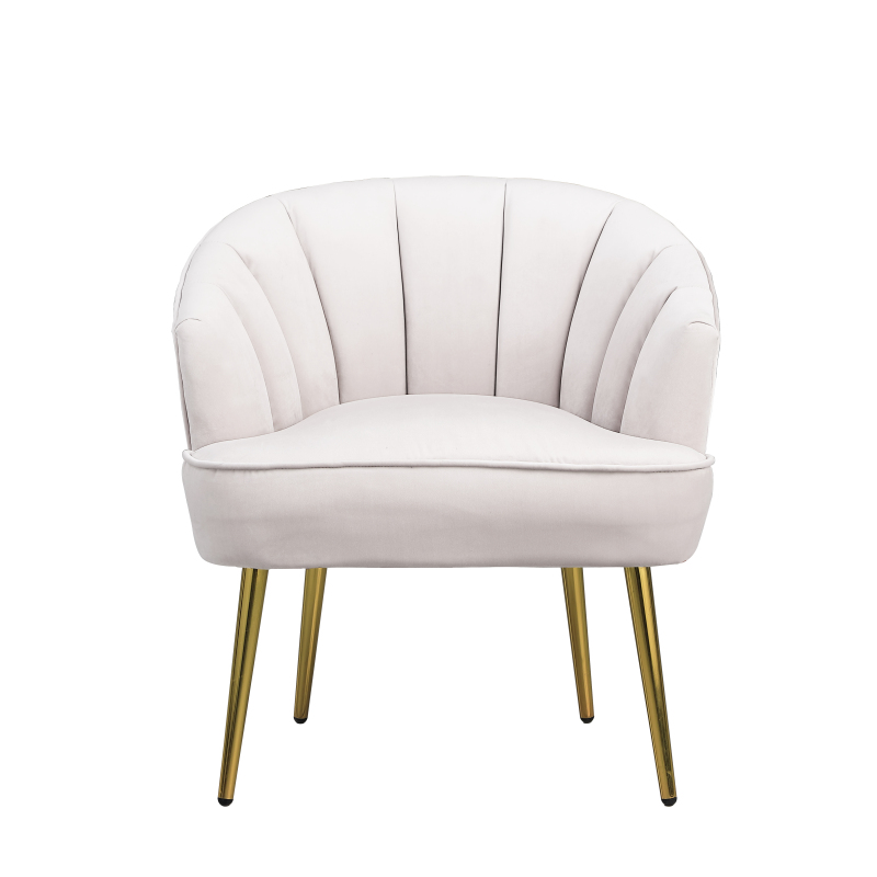 Accent  Armchair Velvet Barrel Club Chair - White