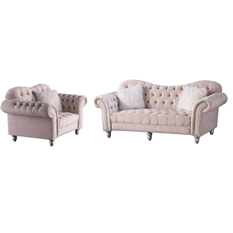 3 Pieces Luxury Classic America Chesterfield Tufted Camel Back