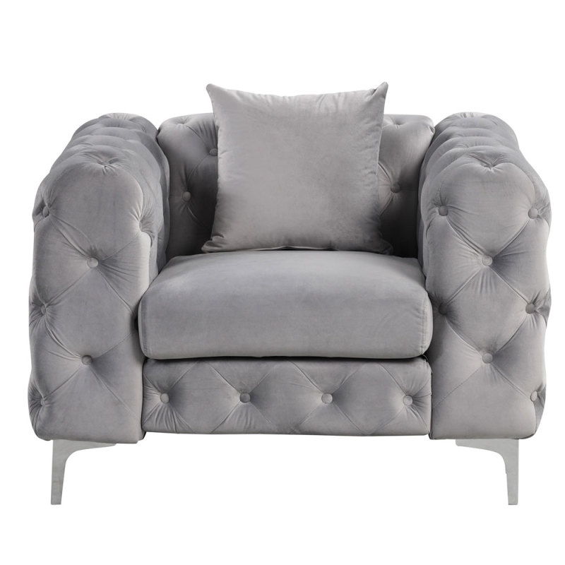 Contemporary Sofa  with Deep Button Tufting Dutch Velvet Black