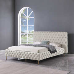 Queen Contemporary Tufted Bed Frame - Cream