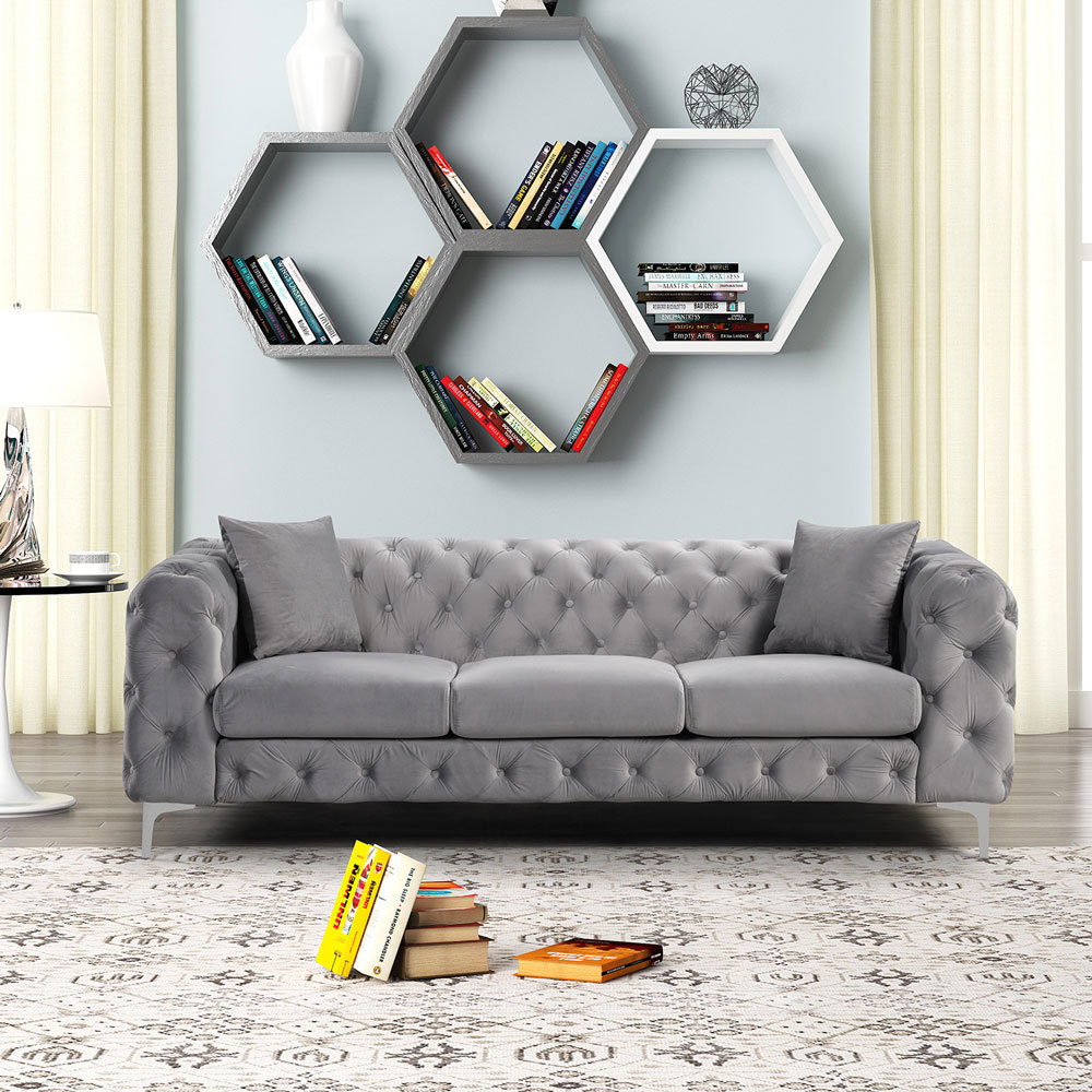 Contemporary Sofa  with Deep Button Tufting Dutch Velvet