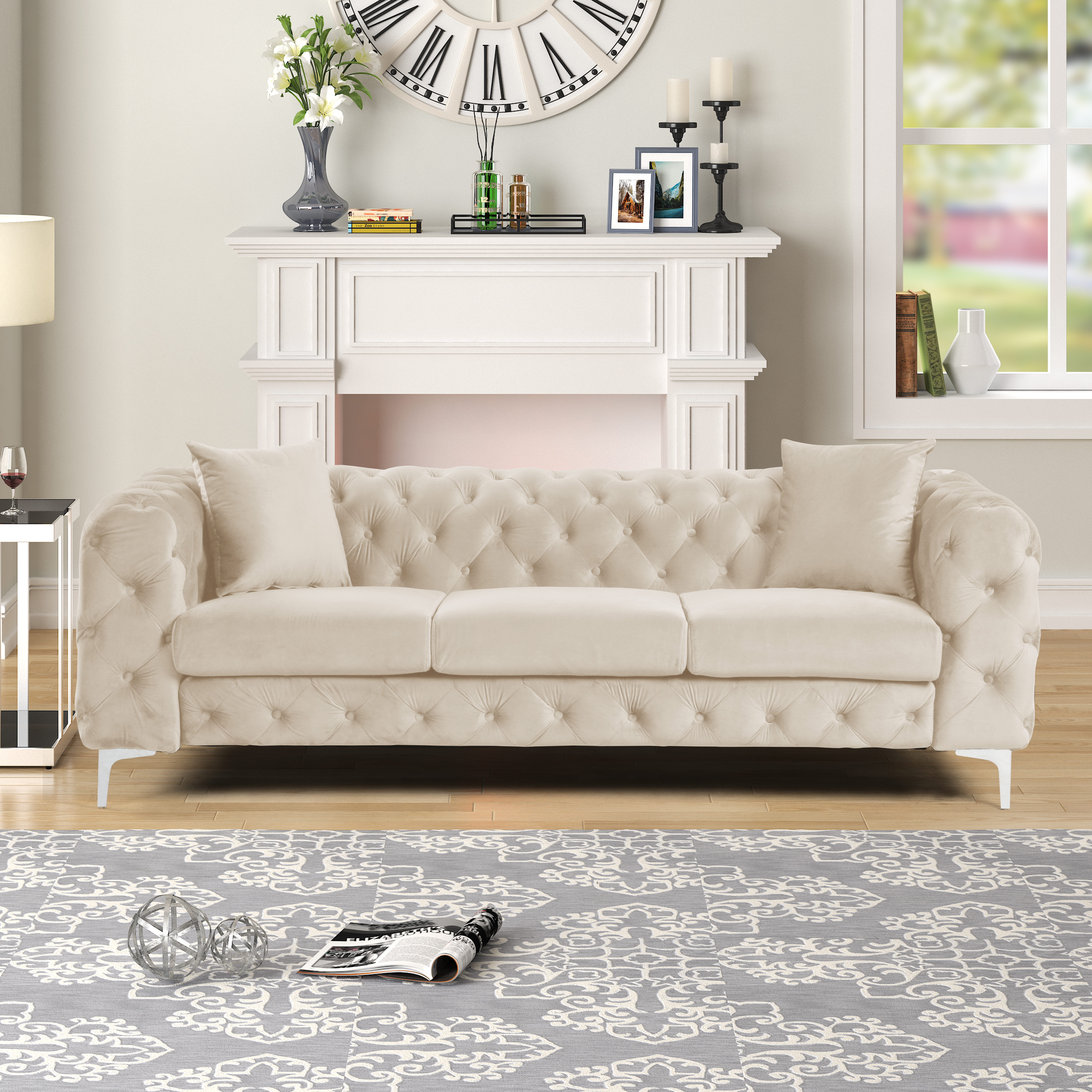 Couches for Living Room  Furniture Sets 2 Pieces Dutch Velvet - Beige