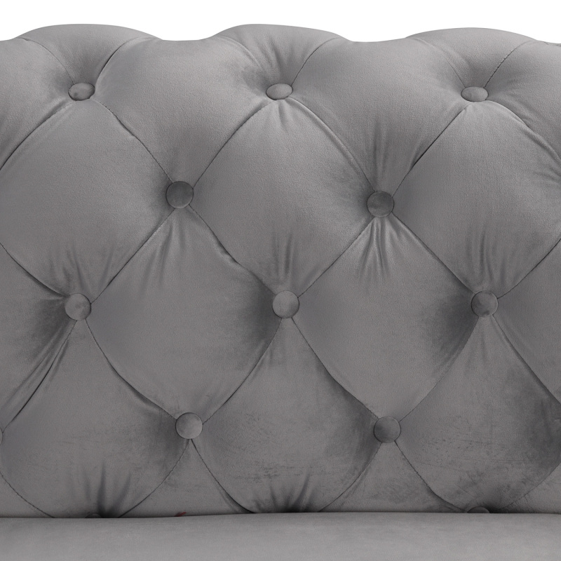 Contemporary Sofa  with Deep Button Tufting Dutch Velvet - Silver Grey