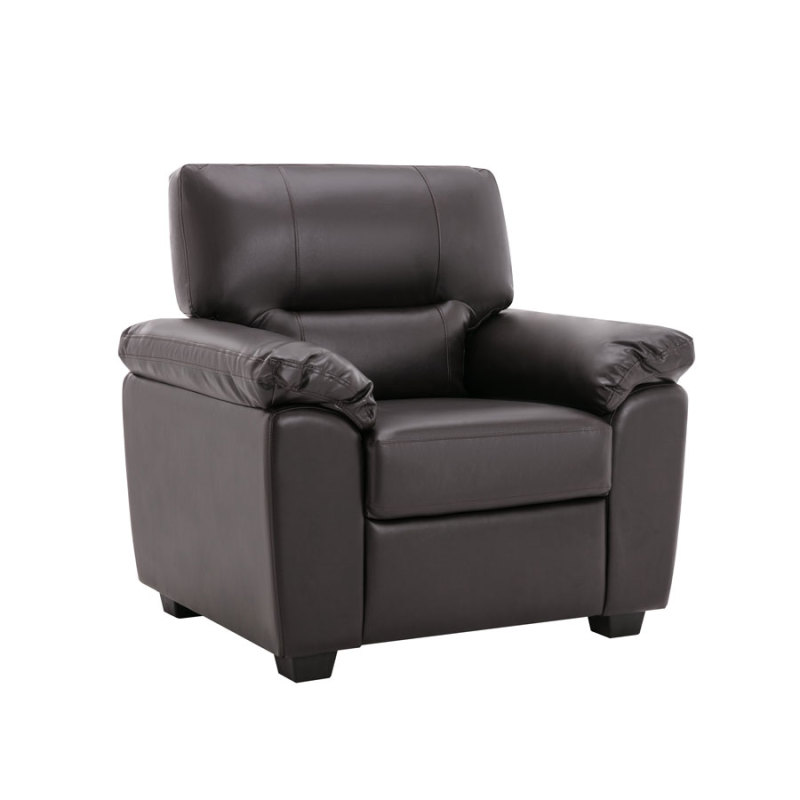 Garrin Series Chocolate Brown PU Leather Sofa Chair with Pillows