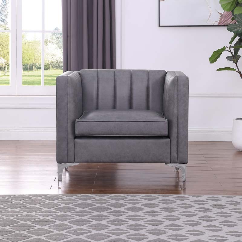Living Room 3 Pieces Sofa Set Leather Sofa Set Channel Backrest Simplicism