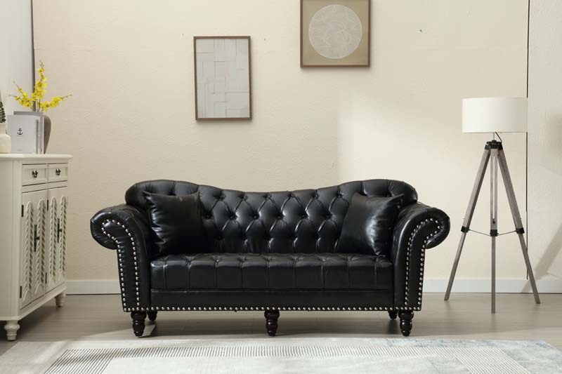 Chesterfield Leather Sofa Set Tufing Button Design