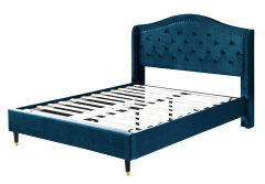 Queen/California King/ King size Velvet Bed Frame Upholstered Platform Bed-Blue